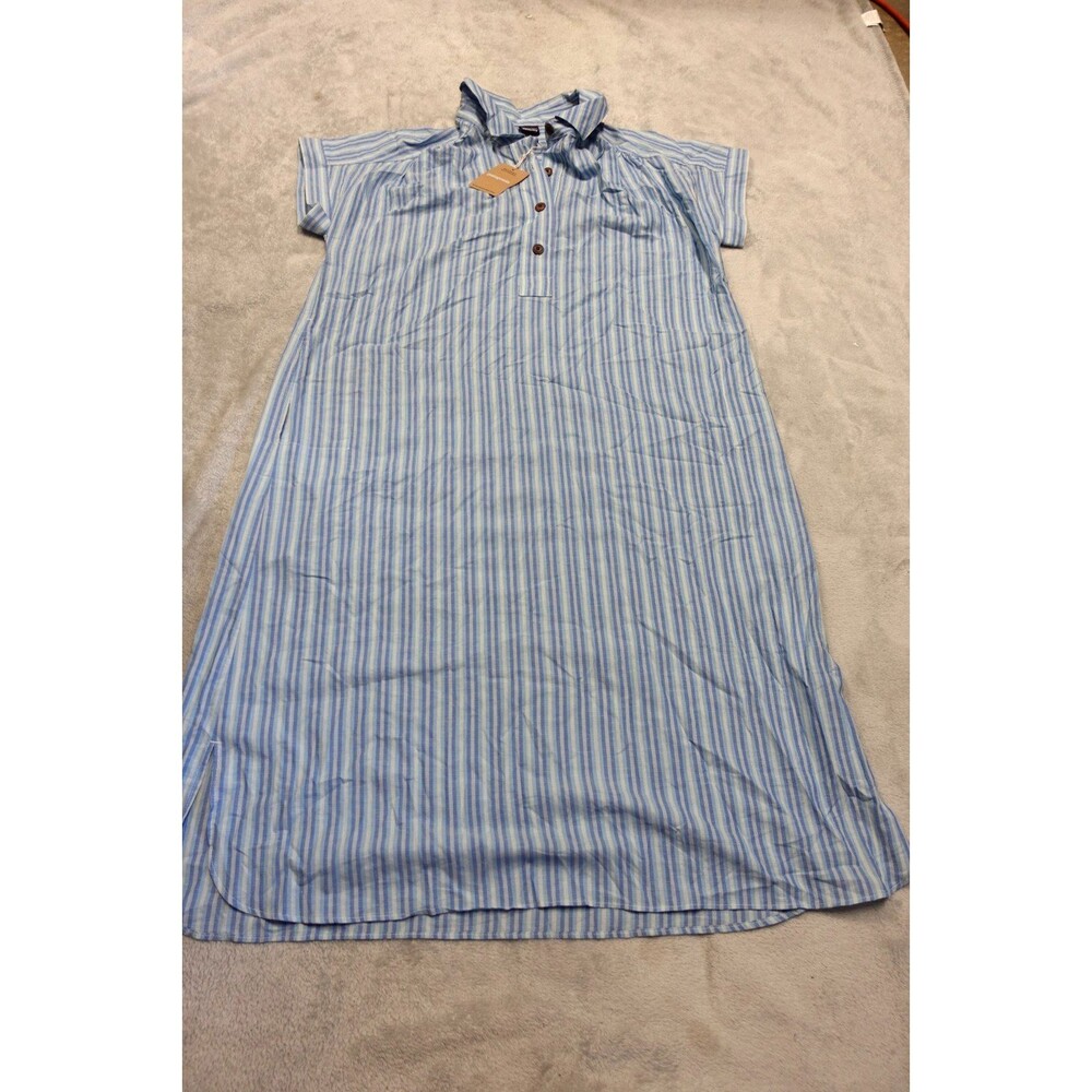 Patagonia Medium Blue White Striped Summer Weave Dress NWT